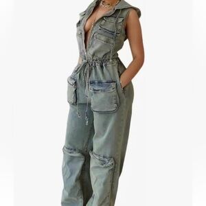 Stylish Grey Blue Women's Jumpsuit